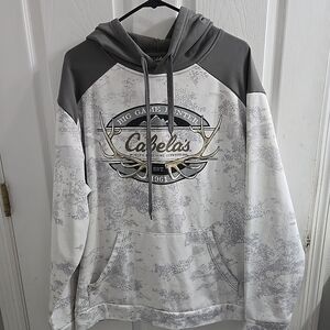Cabelas Hoodie Sweatshirt Mens L White Camo Big Game Hunter Pullover